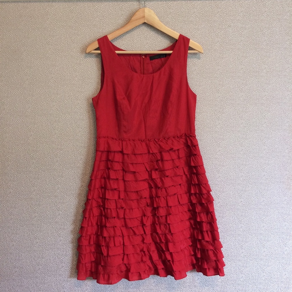 6 The Limited Event Red Ruffle Dress